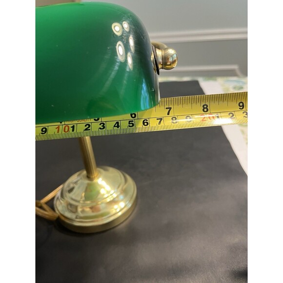 Underwriters Laboratories Portable Brass Bankers Desk Lamp Green Glass Tested - Picture 5 of 12